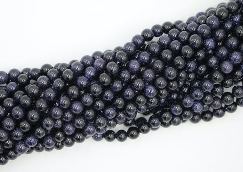 Blue Goldstone Gemstone Beads, 8mm, Round